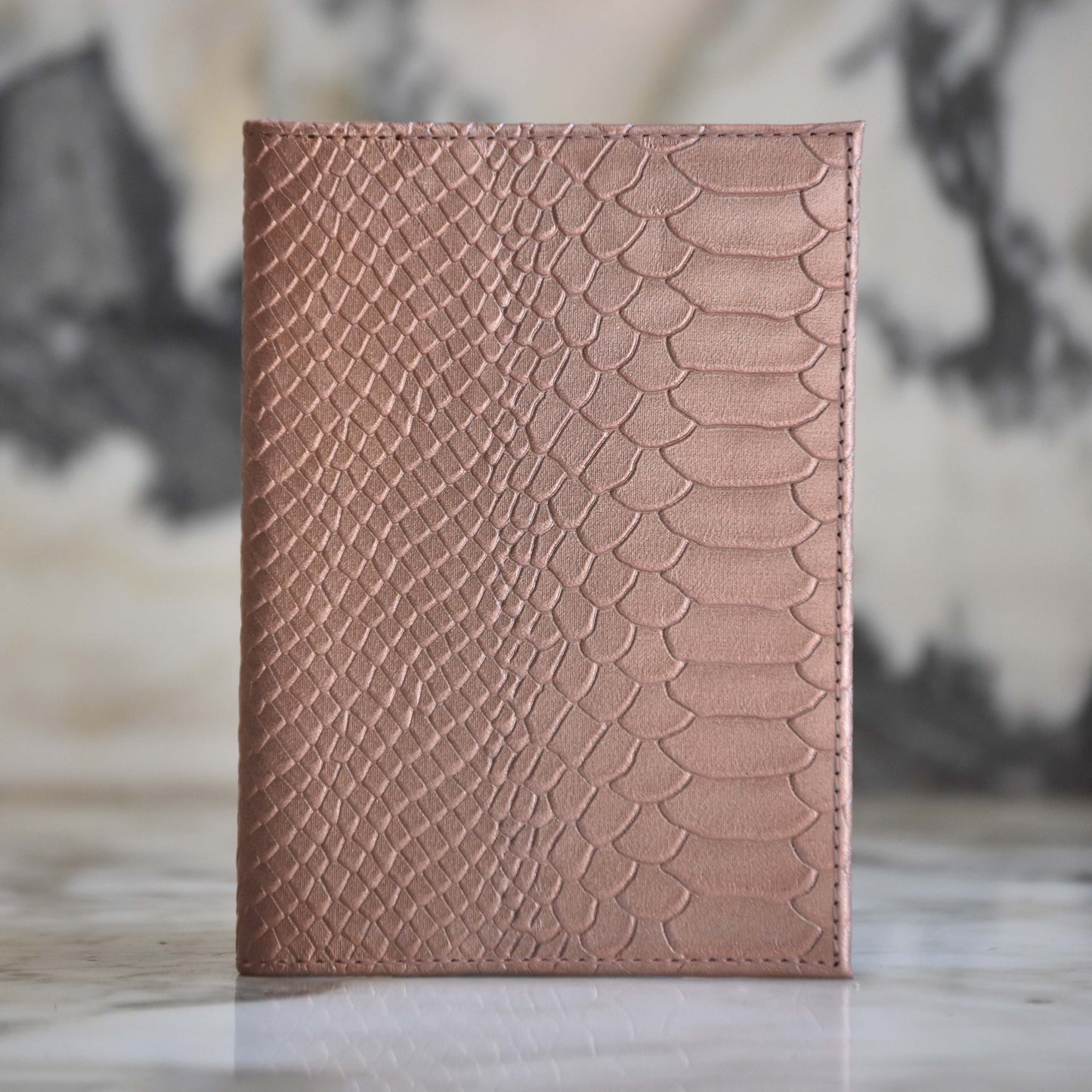 Porta Pasaporte Individual Oro Rosa Pyton