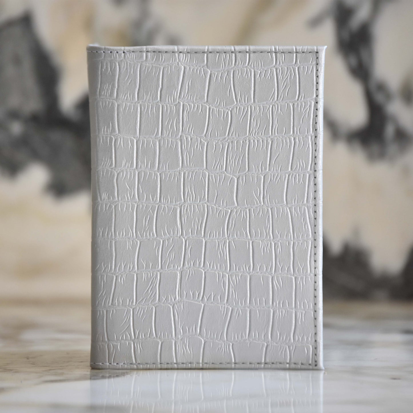 Porta Pasaporte Individual Plata Lagarto