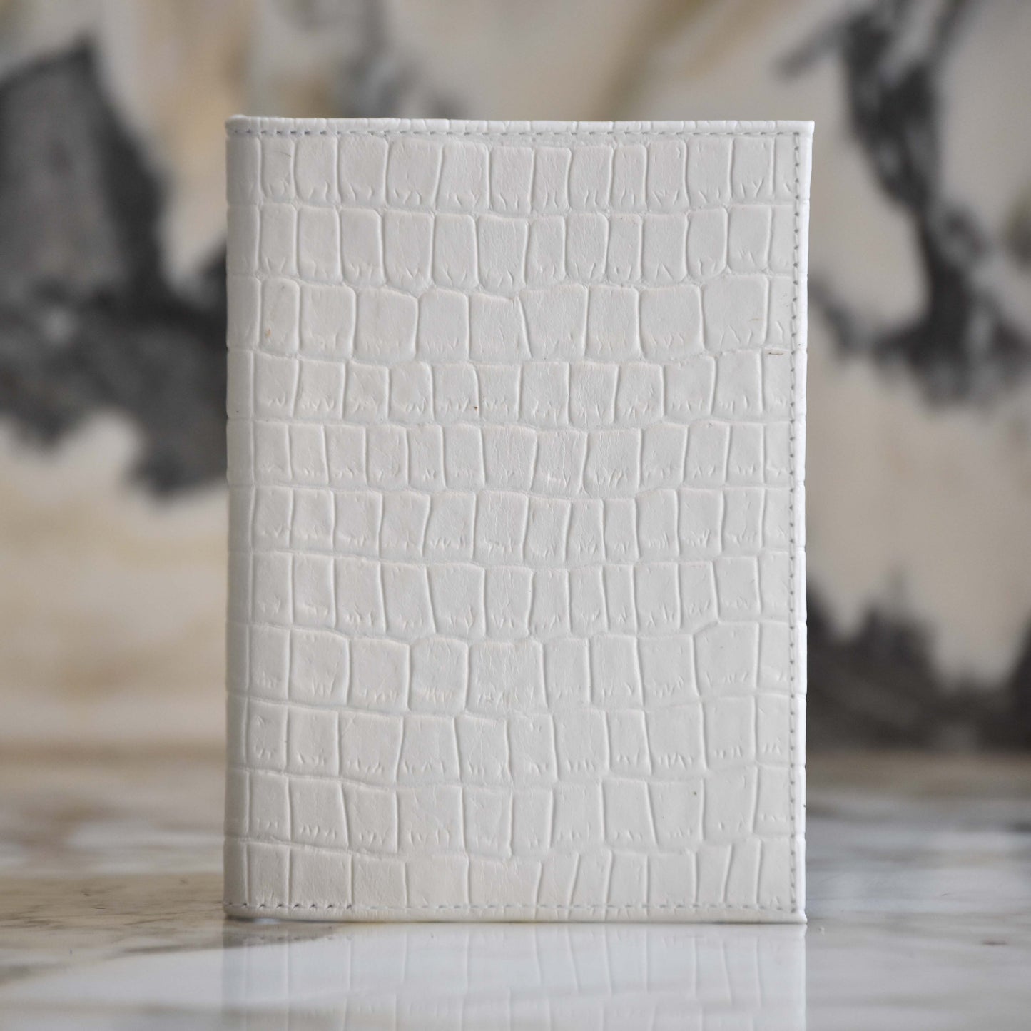 Porta Pasaporte Individual Blanco Lagarto