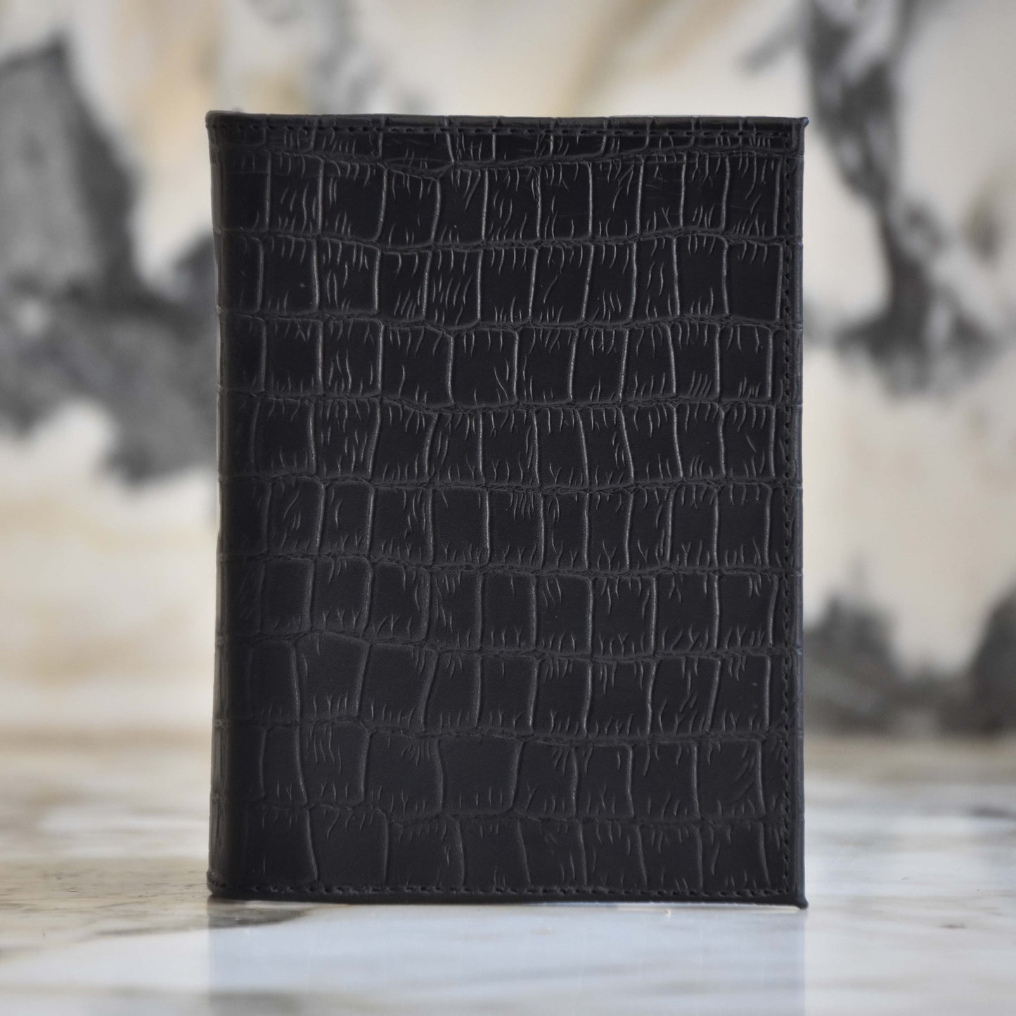 Porta Pasaporte Individual Negro Lagarto