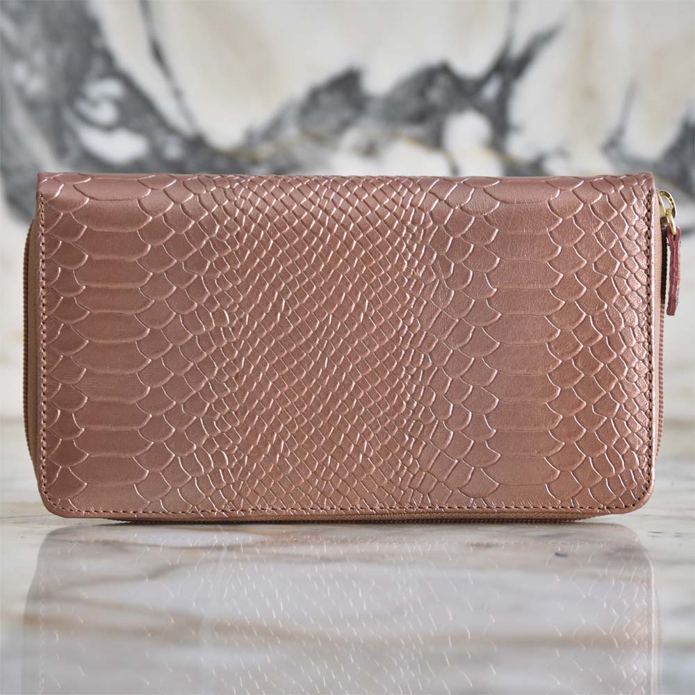 Porta Pasaporte Familiar Oro Rosa Pyton