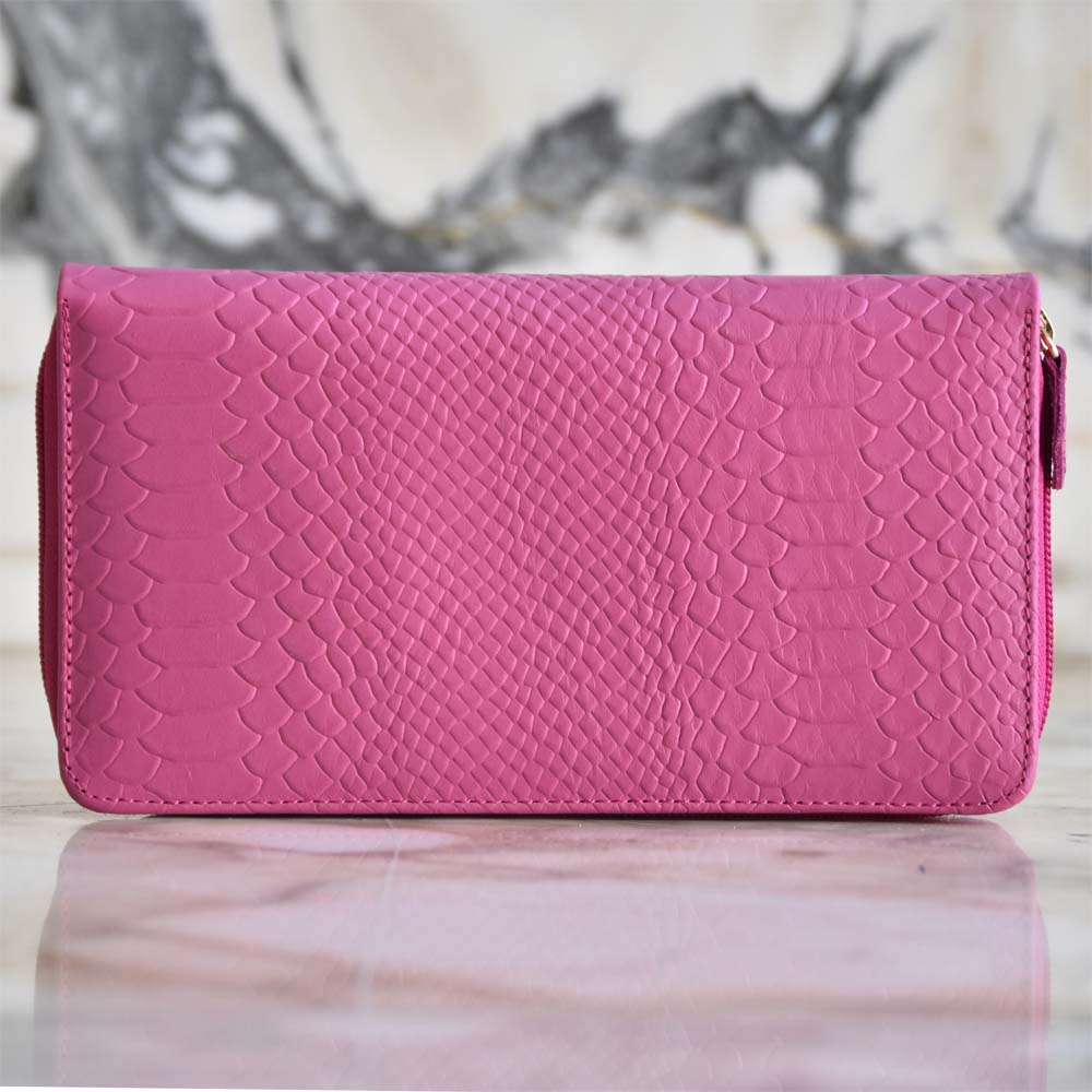 Porta Pasaporte Familiar Fucsia Pyton