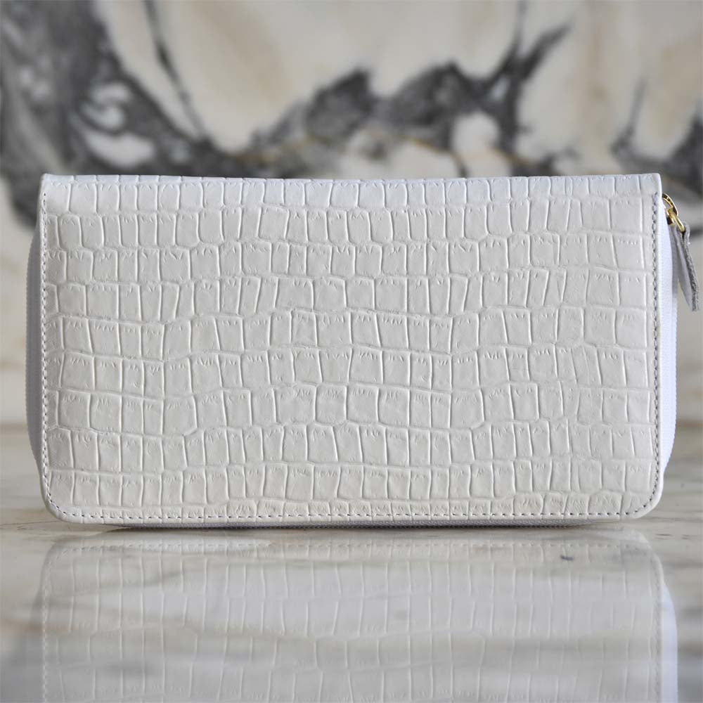 Porta Pasaporte Familiar Blanco Lagarto